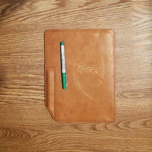 #Leather #gold #business #note #tablet holder with pen slot